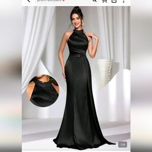 SHEIN Black Halter Neck Maxi Dress